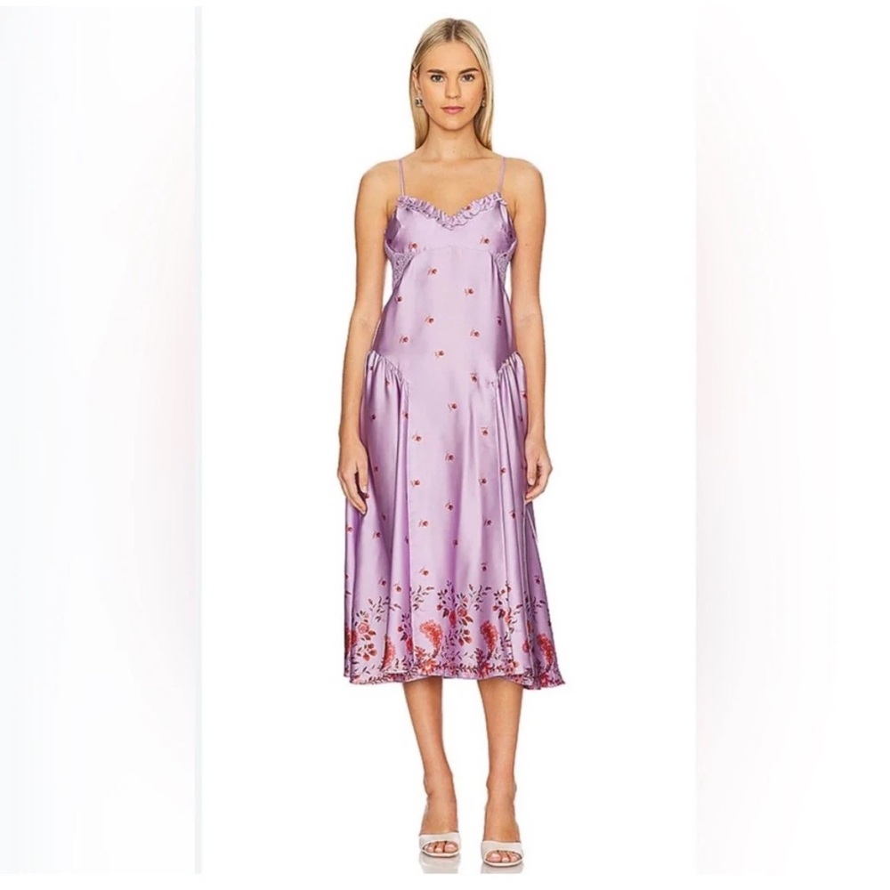 Free People On My Own Floral Satin Nightgown Dress XS - Picture 1 of 4